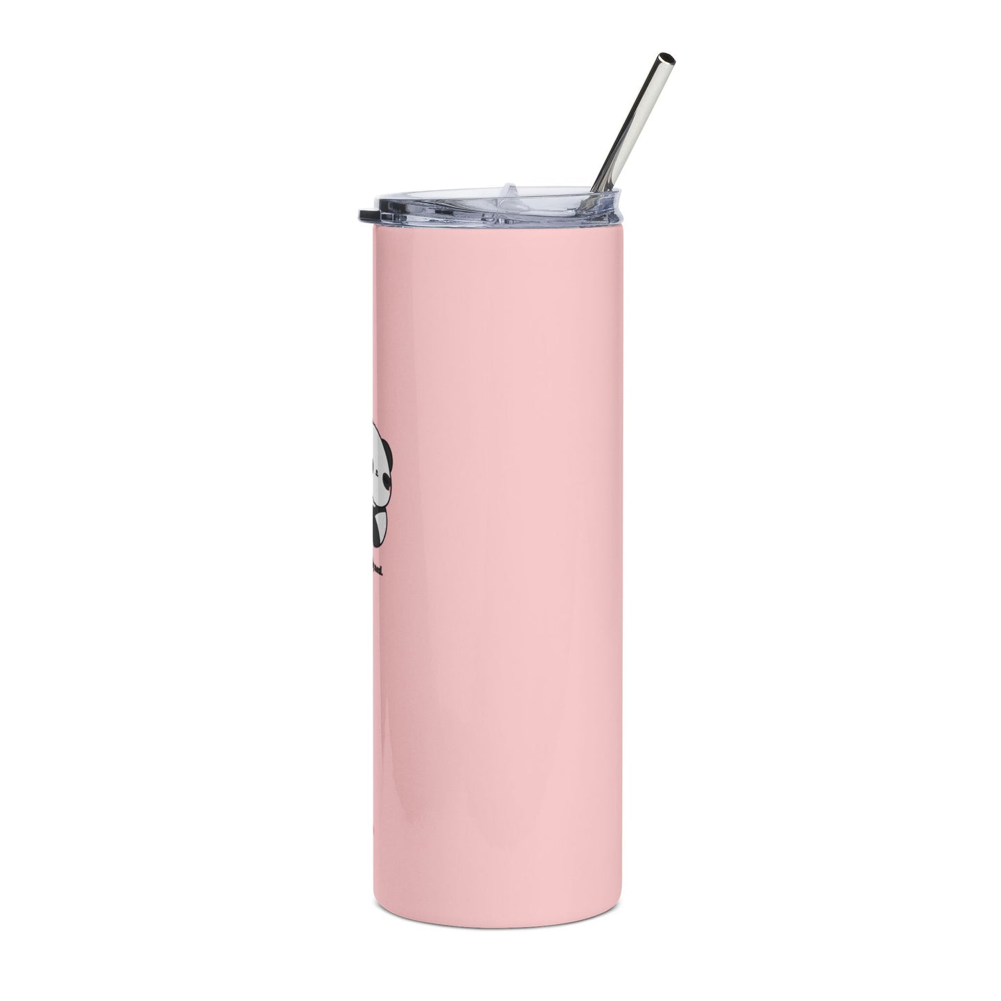 20oz Pink Stainless Tumbler with Cute Panda Noodle Design — Insulated Travel Cup