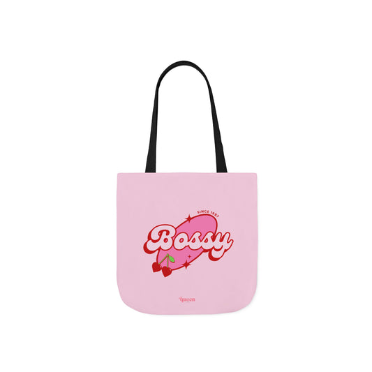 Bossy Pink Heart Tote Bag — Cute Retro Graphic Canvas Tote