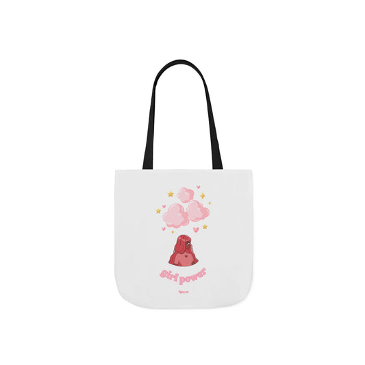 Girl Power Canvas Tote Bag — Cute Volcano & Hearts Eco Shopper