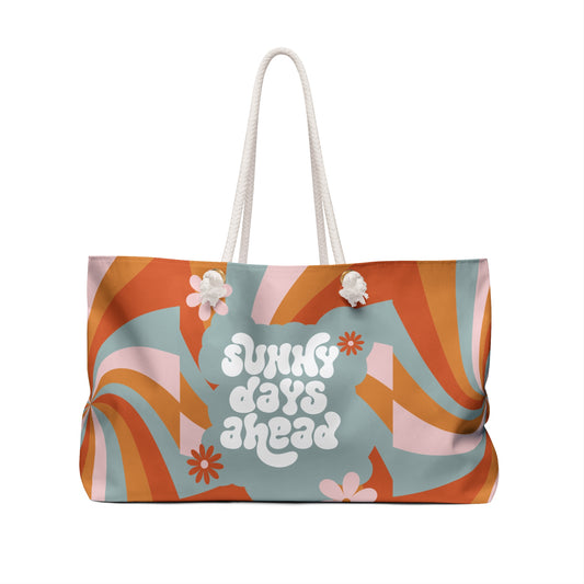 Retro 'Sunny Days Ahead' Weekender Bag — 70s Floral Travel Tote
