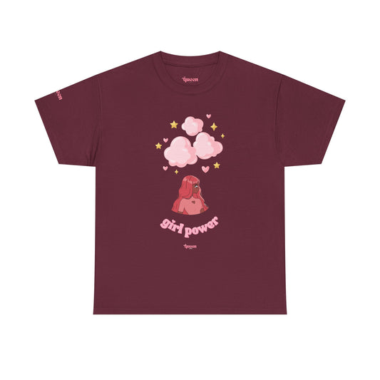 Girl Power Cotton Tee — Cute Pink Volcano Graphic T-Shirt