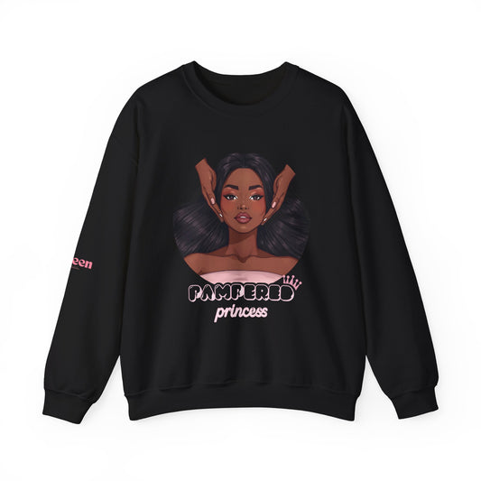 Crewneck Sweatshirt — "Brown Skin Princess" Illustration Cozy Pullover