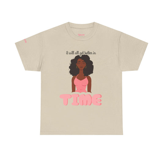 Time Will Tell Tee — Black Woman Illustration "It Will All Get Better in Time" Graphic T-Shirt