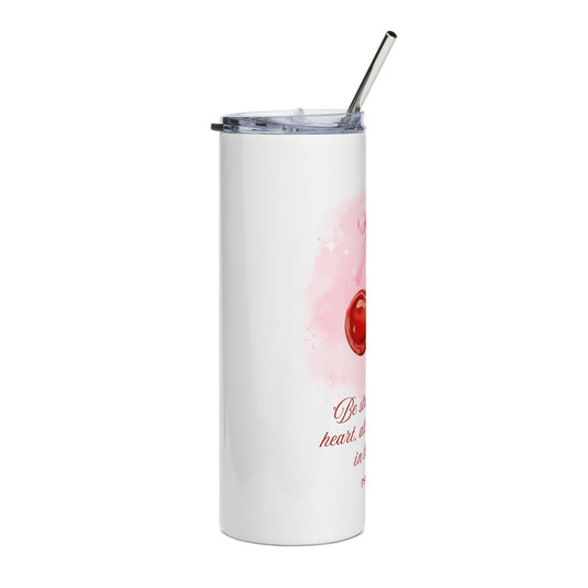 Cherry Pattern Faith 20oz Stainless Tumbler — Faith-Inspired Pink Travel Cup