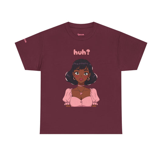 Cute Anime Girl 'huh?' Graphic Tee - Women's Pink Puff Sleeve Illustration