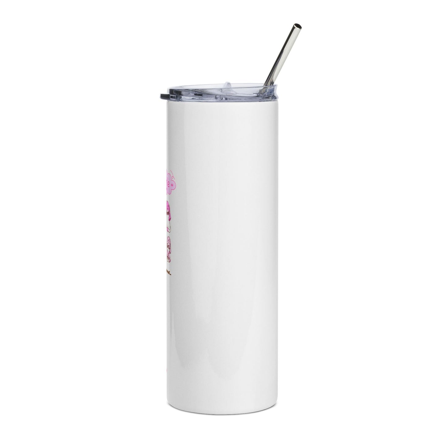 20oz Stainless Tumbler – Pink 'Breathe' Cute Cartoon Self-Care Design