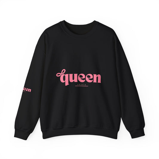 Queen Graphic Sweatshirt — Pink Script Crewneck for Women