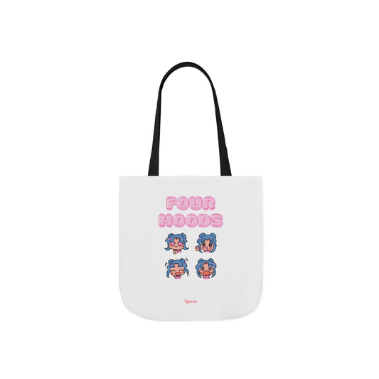 Canvas Tote — "Four Moods" Cute Anime Faces, Pink Bubble Text