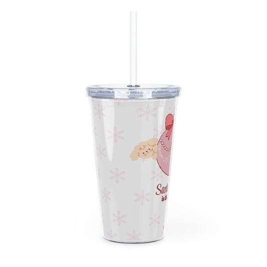 Christmas Ornament Plastic Tumbler with Straw – "Santa Baby?"
