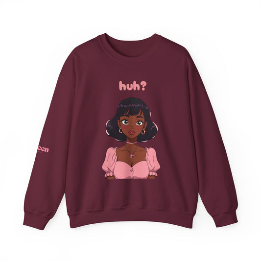 Cute Anime Girl "huh?" Crewneck Sweatshirt