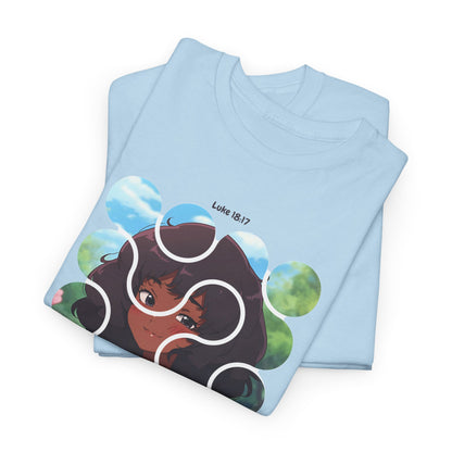 Childlike Heart Graphic Tee — Retro Puzzle Girl Design
