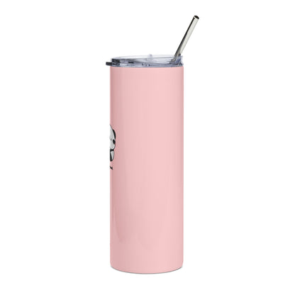 20oz Pink Stainless Tumbler with Cute Panda Noodle Design — Insulated Travel Cup