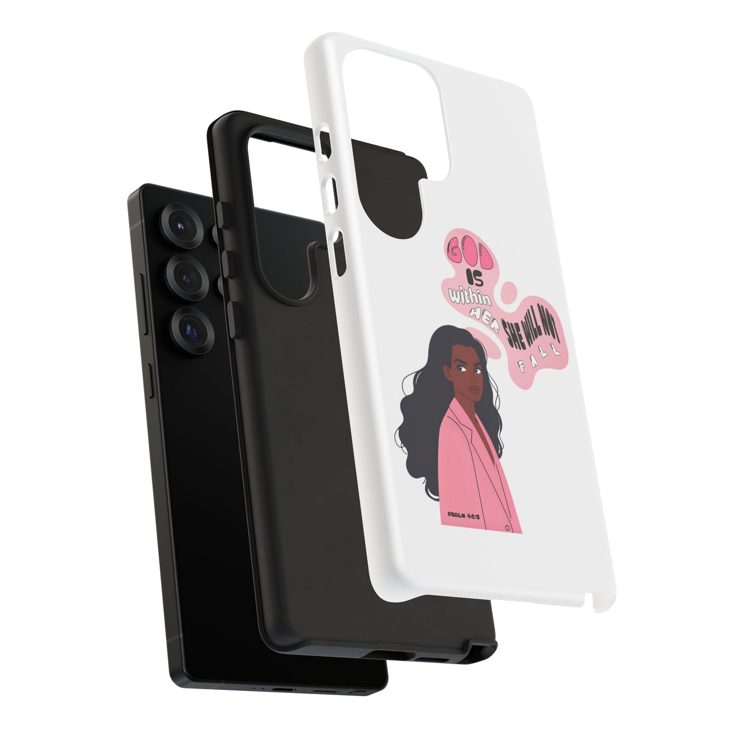 Phone Case — 'God is Within Her, She Will Not Fail' Inspirational Illustrated Case