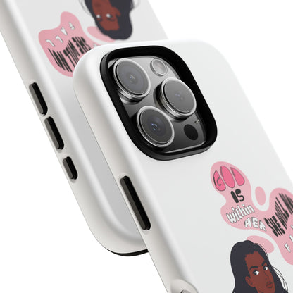 Phone Case — 'God is Within Her, She Will Not Fail' Inspirational Illustrated Case
