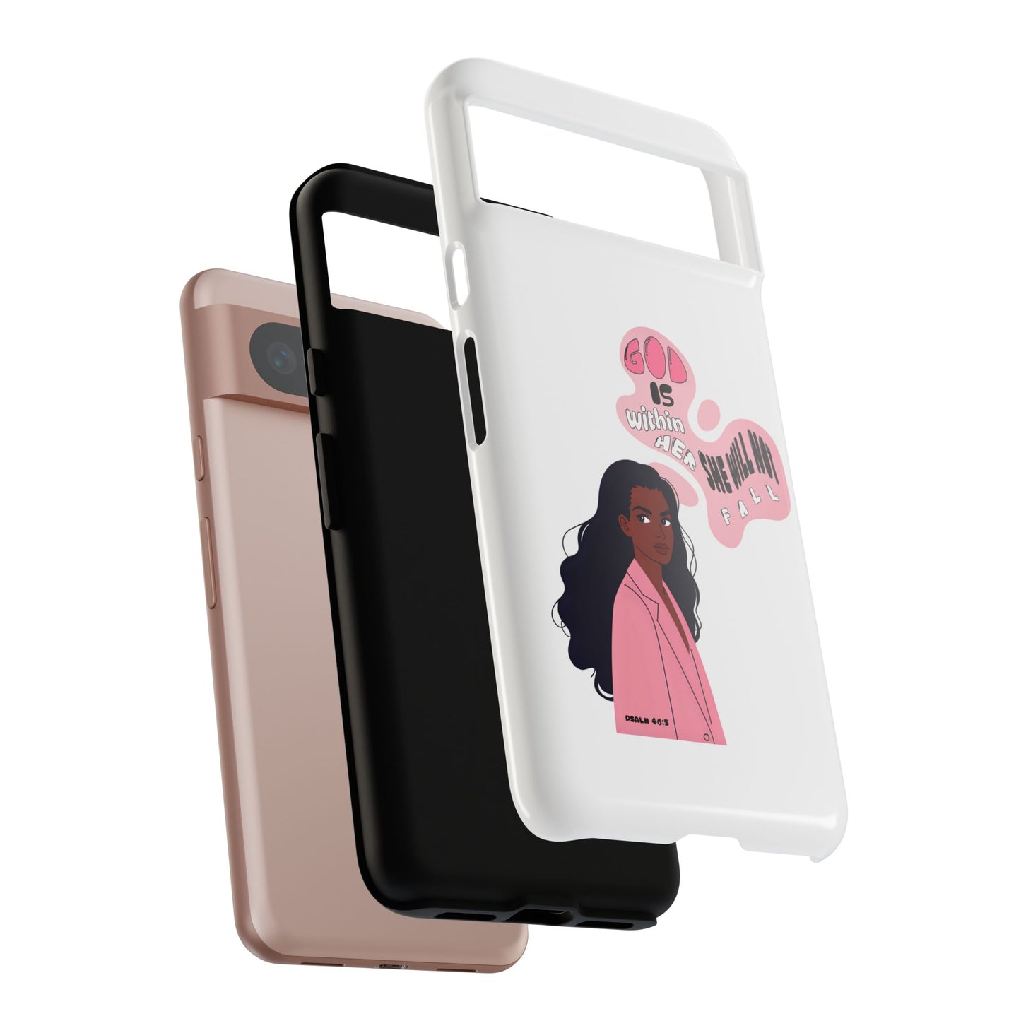 Phone Case — 'God is Within Her, She Will Not Fail' Inspirational Illustrated Case