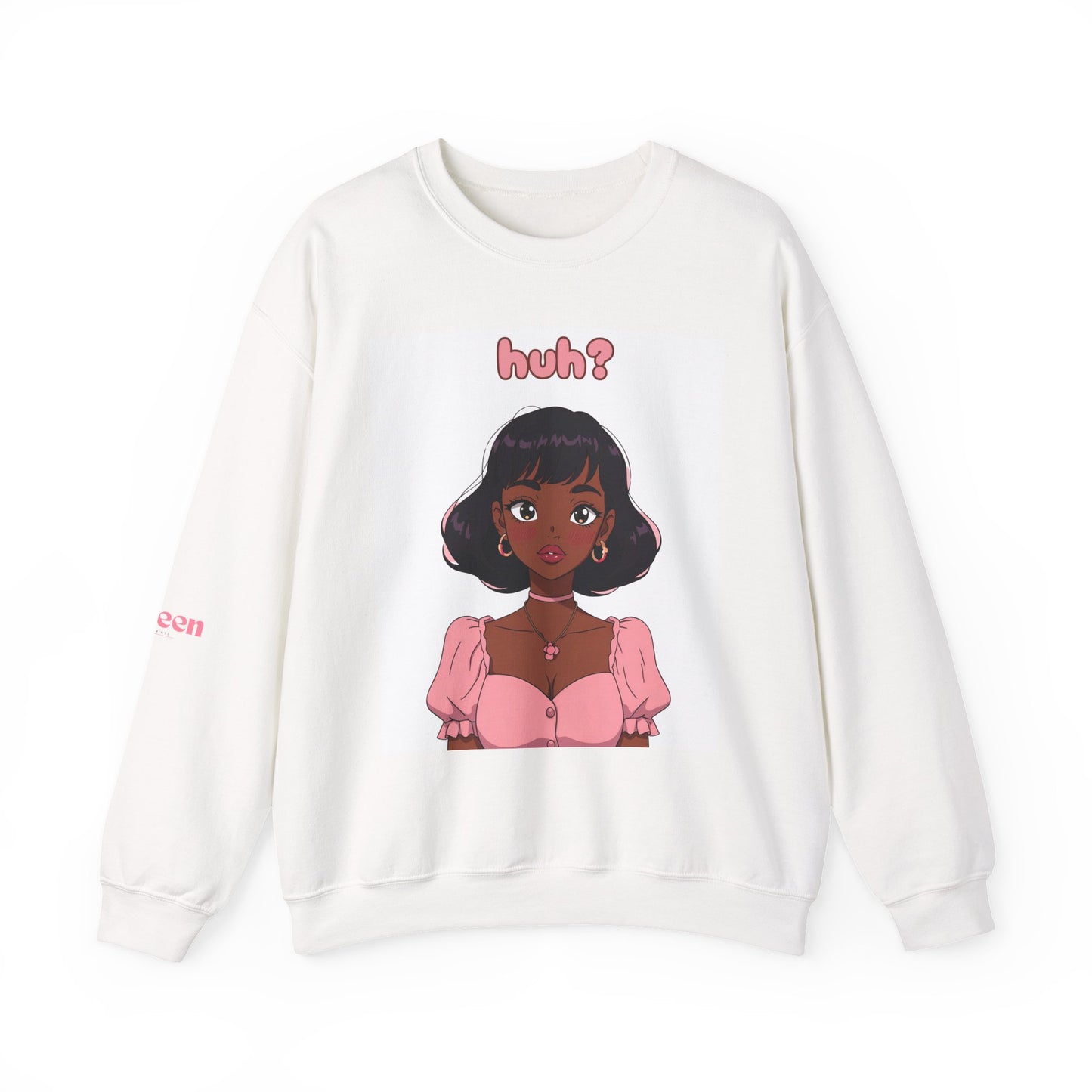 Cute Anime Girl "huh?" Crewneck Sweatshirt