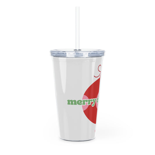 Christmas Ornament Tumbler with Straw — "Merry Christmas" Holiday Travel Cup
