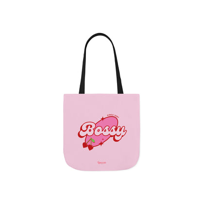 Bossy Pink Heart Tote Bag — Cute Retro Graphic Canvas Tote