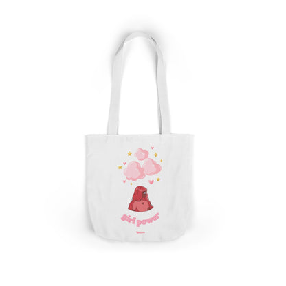 Girl Power Canvas Tote Bag — Cute Volcano & Hearts Eco Shopper