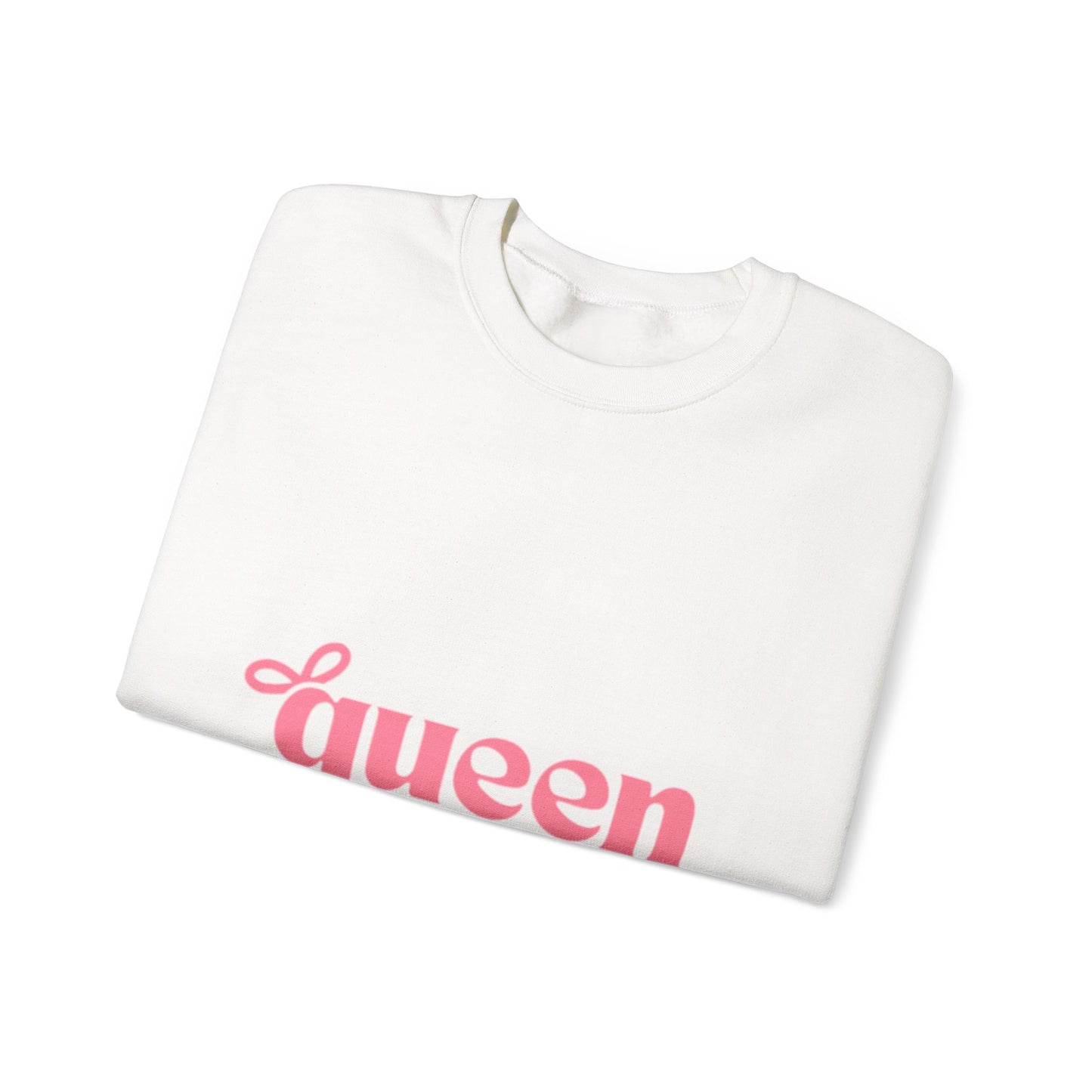 Queen Graphic Sweatshirt — Pink Script Crewneck for Women