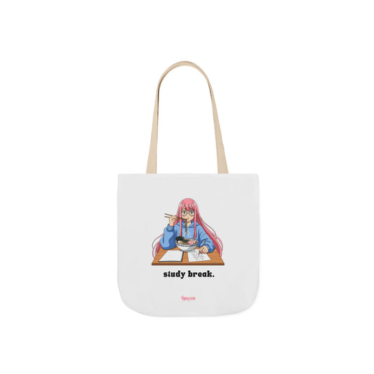 Tote Bag — "Study Break" Anime Girl Canvas Tote, Cute School Book Bag for Students & Study Gifts