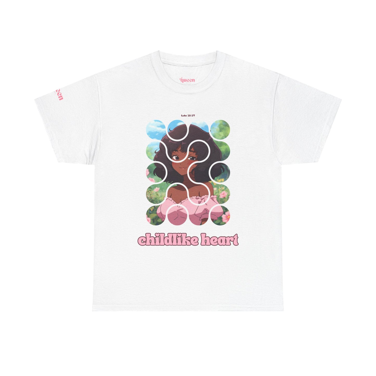 Childlike Heart Graphic Tee — Retro Puzzle Girl Design