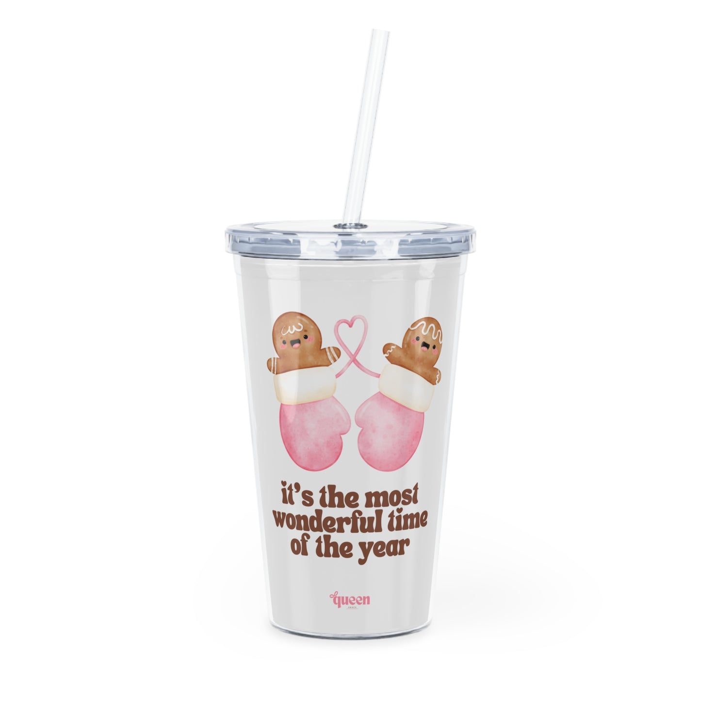 'It's the Most Wonderful Time of the Year' Cute Gingerbread Friends Travel Tumbler with Straw
