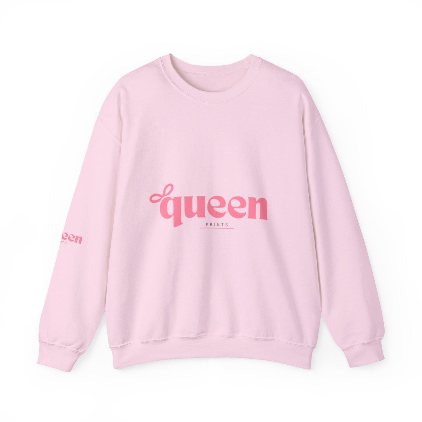 Queen Graphic Sweatshirt — Pink Script Crewneck for Women