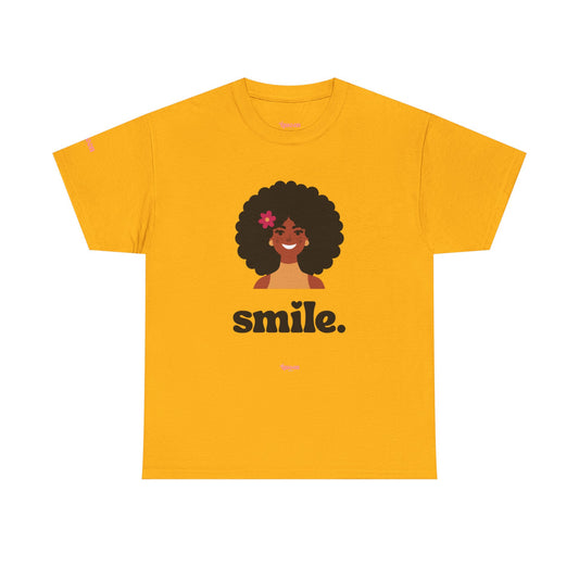 Smile Tee — Afro Girl Graphic T-Shirt with 'smile.' Positive Message