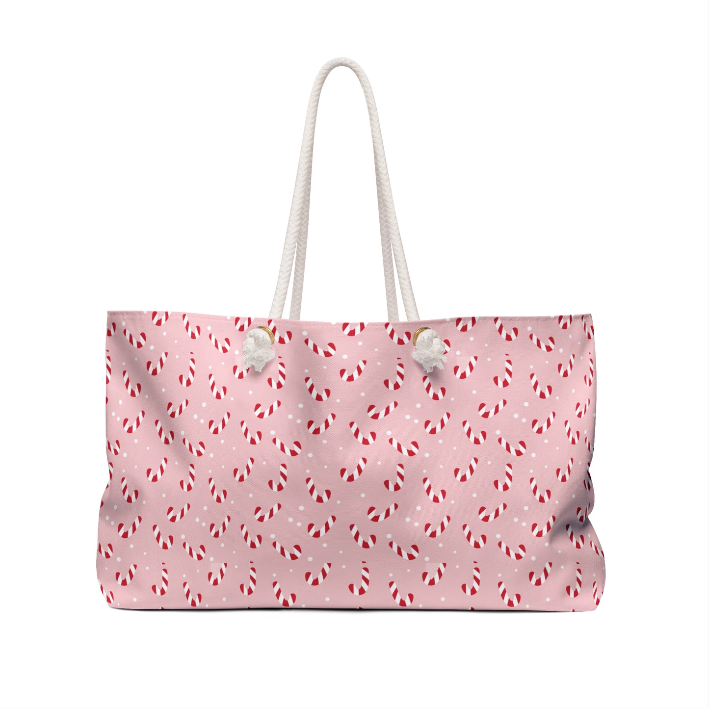 Pink Candy Cane Pattern Weekender Bag – Holiday Travel Tote