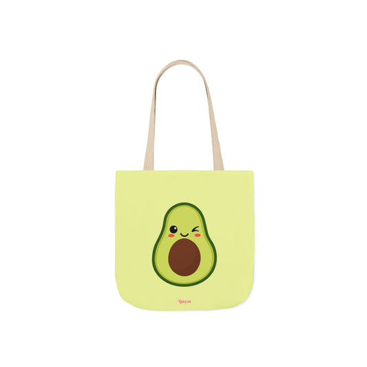 Winking Avocado Canvas Tote Bag — Cute Kawaii Fruit Grocery Shopper