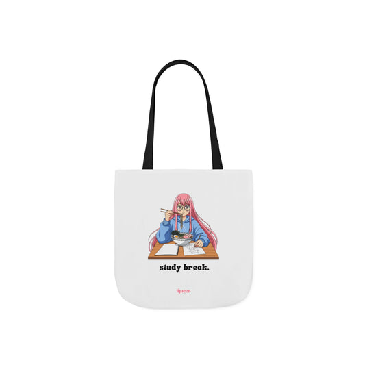 Tote Bag — "Study Break" Anime Girl Canvas Tote, Cute School Book Bag for Students & Study Gifts