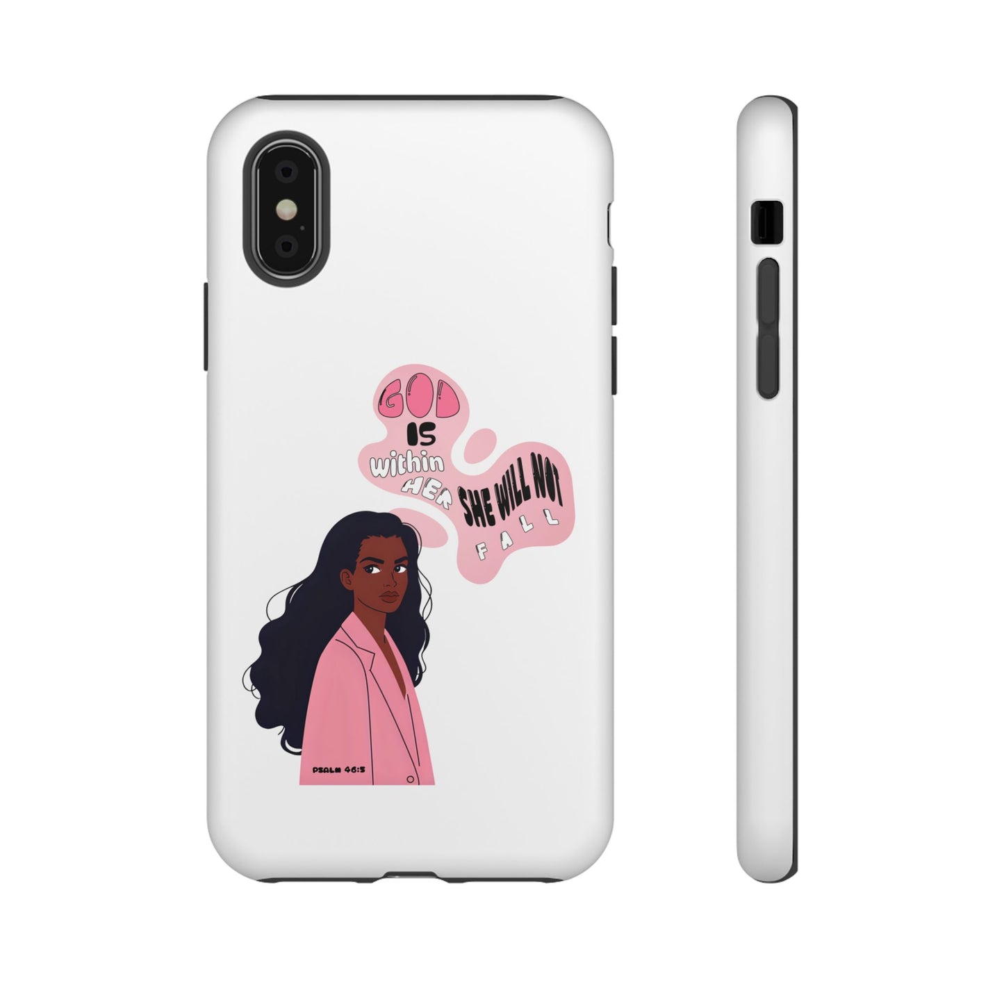 Phone Case — 'God is Within Her, She Will Not Fail' Inspirational Illustrated Case
