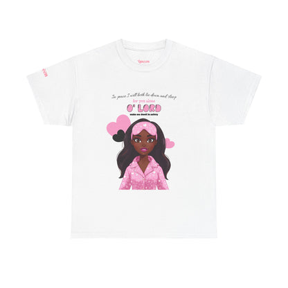 Girl in Pink Pajamas T‑Shirt — "O' Lord" Cute Christian Sleepy Design