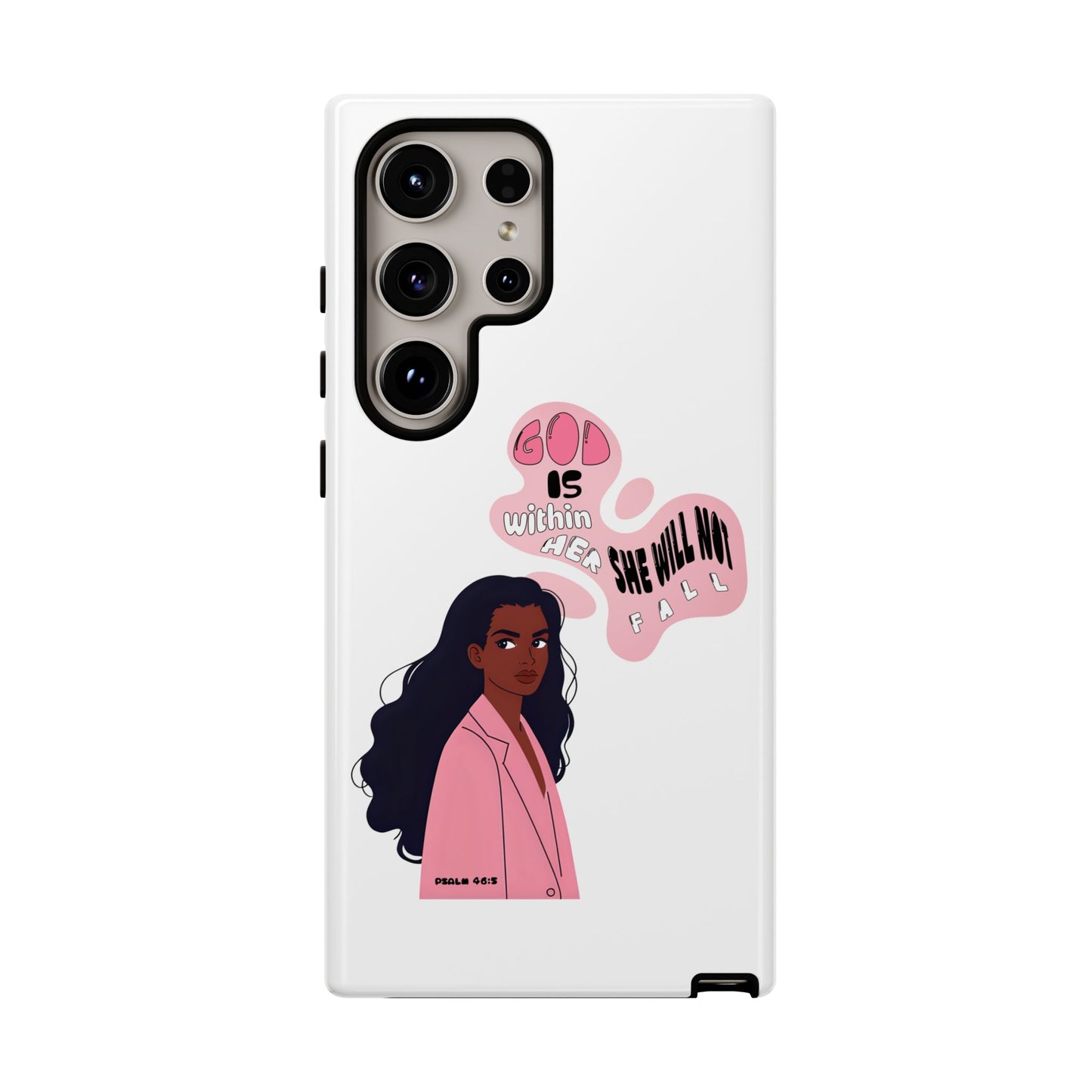Phone Case — 'God is Within Her, She Will Not Fail' Inspirational Illustrated Case