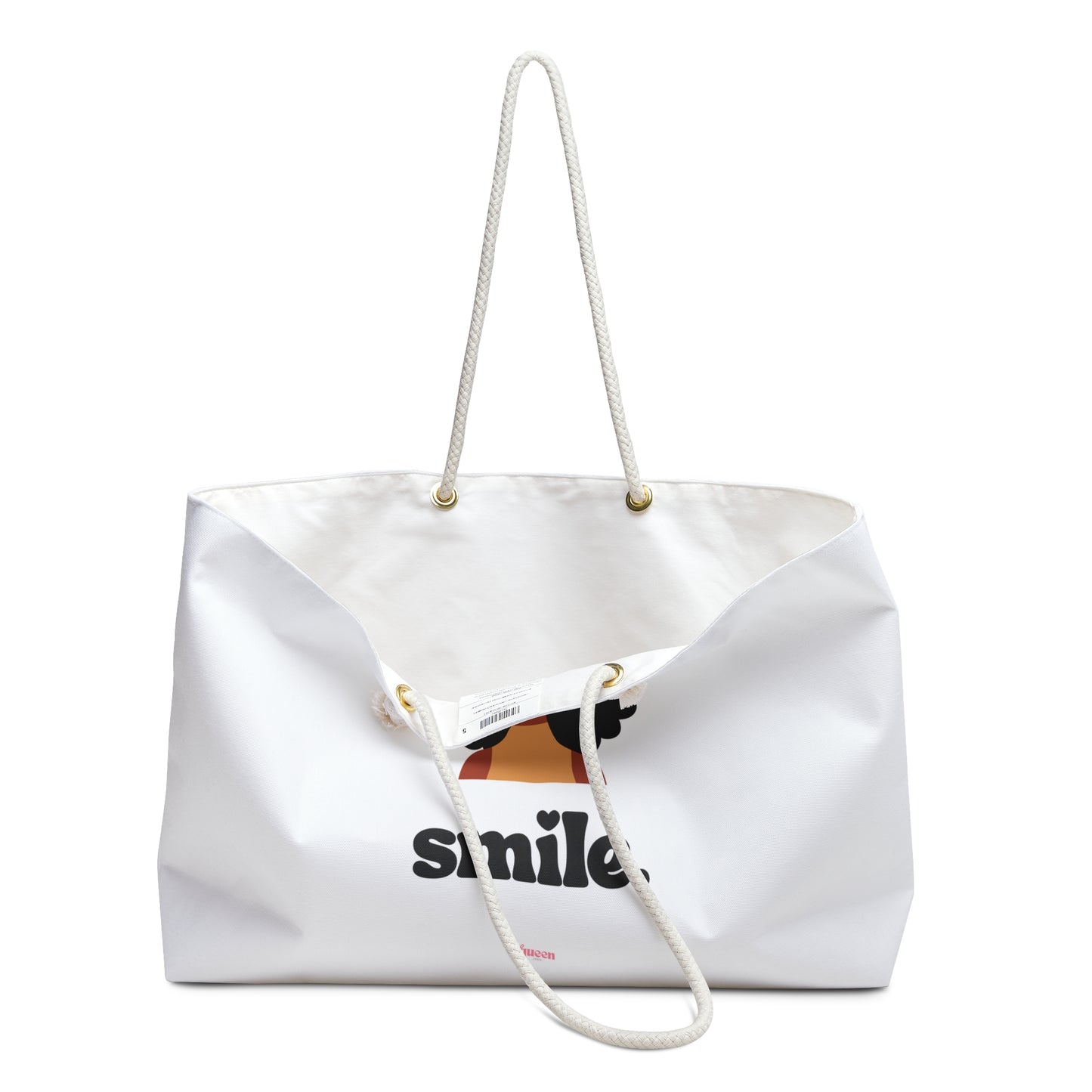 Weekender Bag — ‘Smile.’ Afro Girl Graphic Travel Tote
