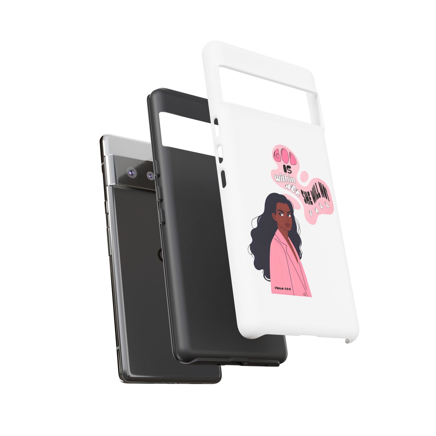 Phone Case — 'God is Within Her, She Will Not Fail' Inspirational Illustrated Case