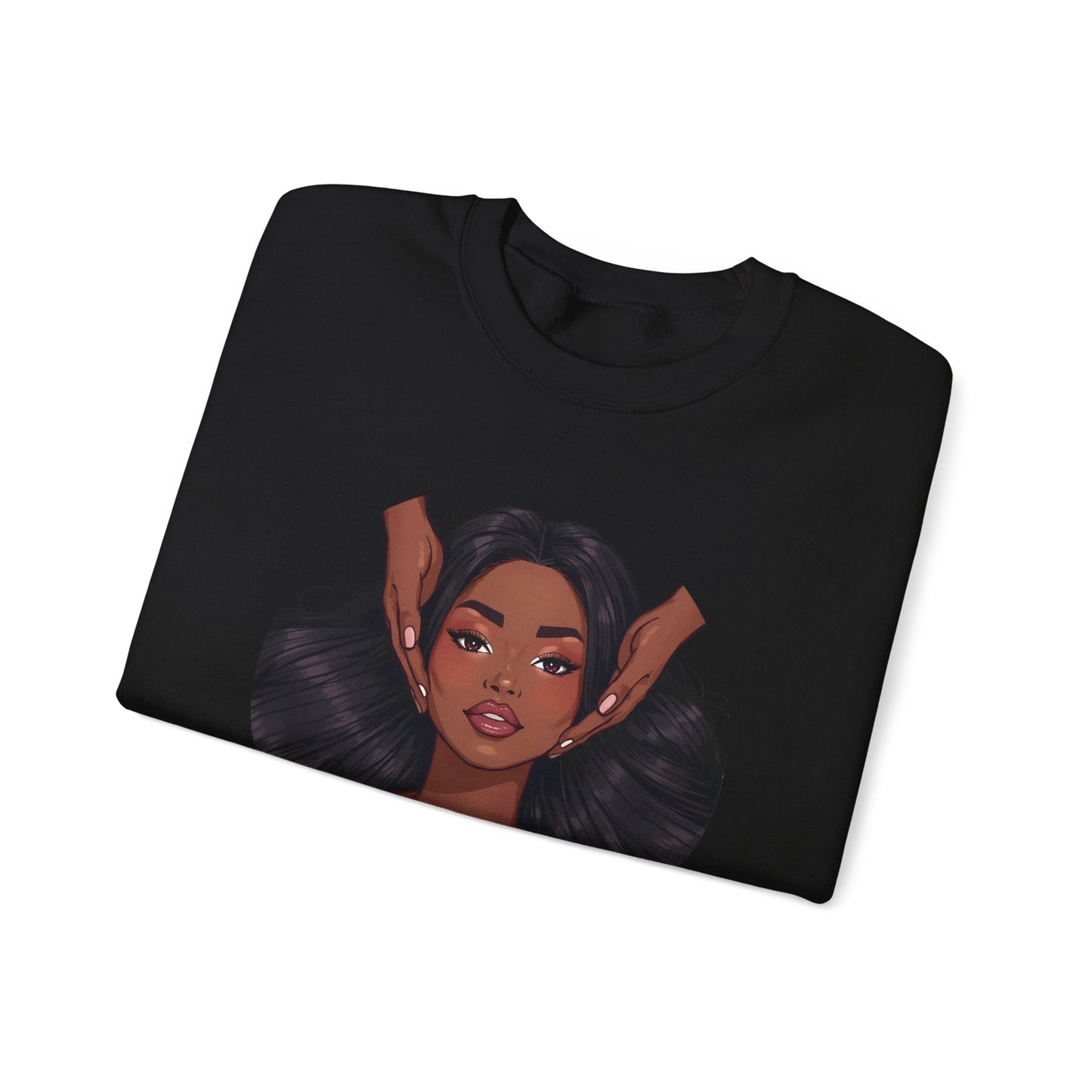 Crewneck Sweatshirt — "Brown Skin Princess" Illustration Cozy Pullover