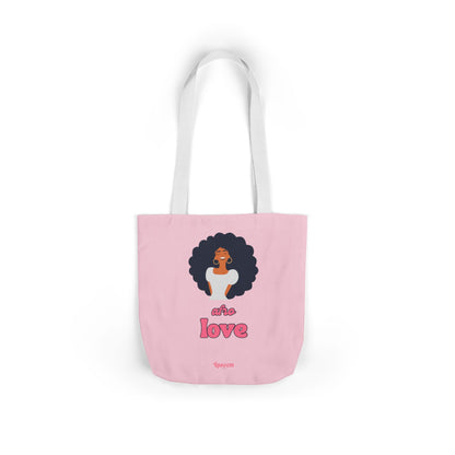 Pink "She’s Love" Afro Woman Canvas Tote