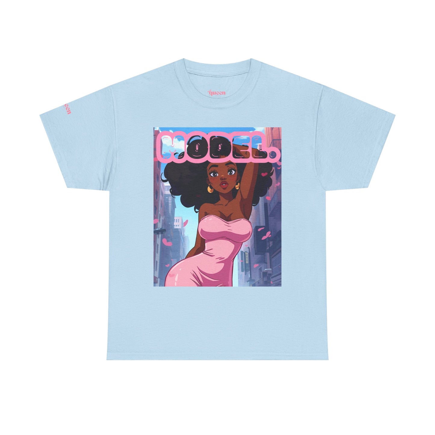 Model Pink Dress T-Shirt — Afro Puff Girl Graphic Tee