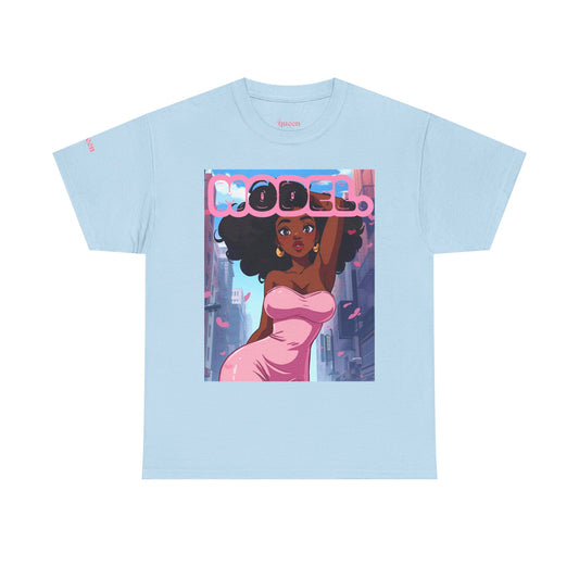 Model Pink Dress T-Shirt — Afro Puff Girl Graphic Tee