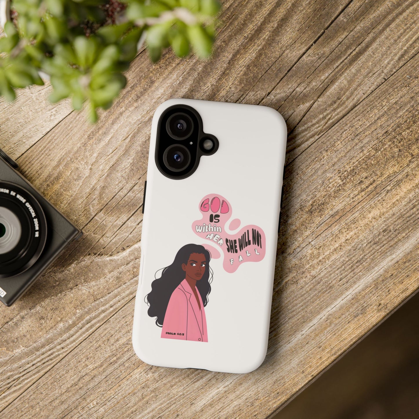 Phone Case — 'God is Within Her, She Will Not Fail' Inspirational Illustrated Case