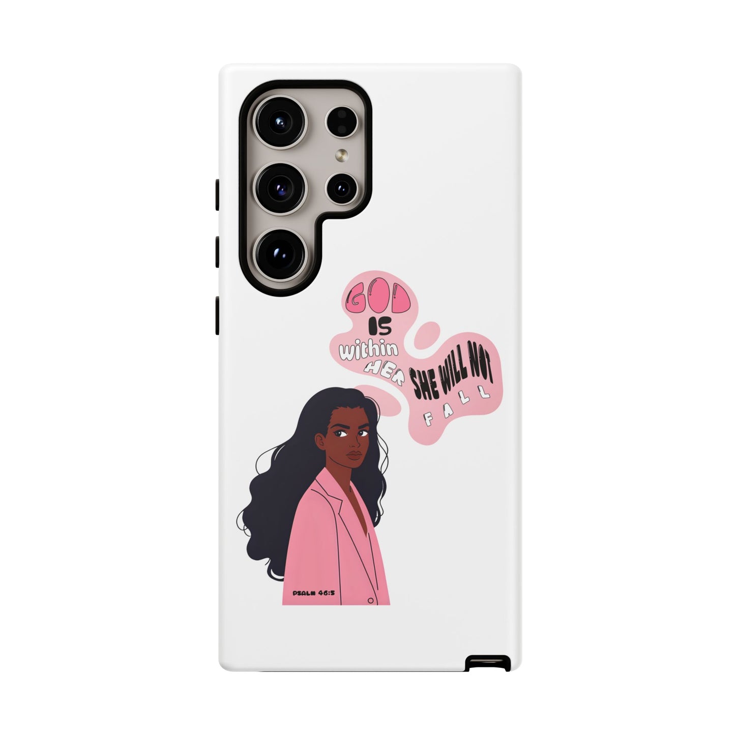 Phone Case — 'God is Within Her, She Will Not Fail' Inspirational Illustrated Case