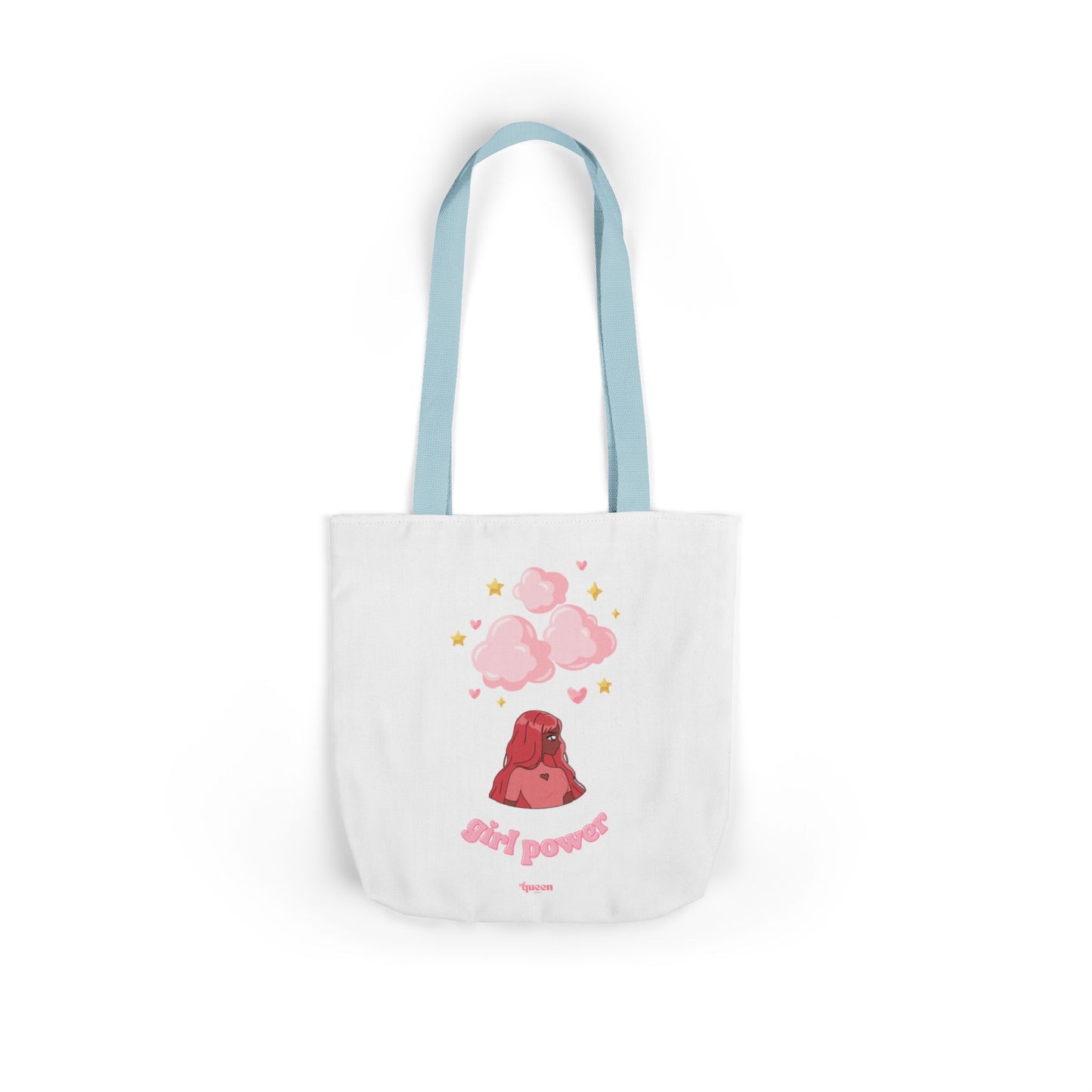 Girl Power Canvas Tote Bag — Cute Volcano & Hearts Eco Shopper