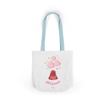 Girl Power Canvas Tote Bag — Cute Volcano & Hearts Eco Shopper