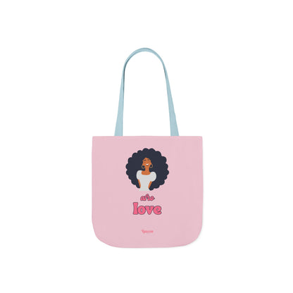 Pink "She’s Love" Afro Woman Canvas Tote