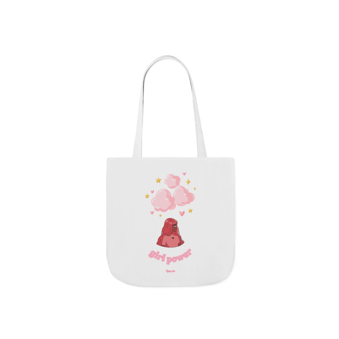 Girl Power Canvas Tote Bag — Cute Volcano & Hearts Eco Shopper