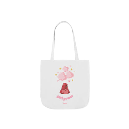 Girl Power Canvas Tote Bag — Cute Volcano & Hearts Eco Shopper