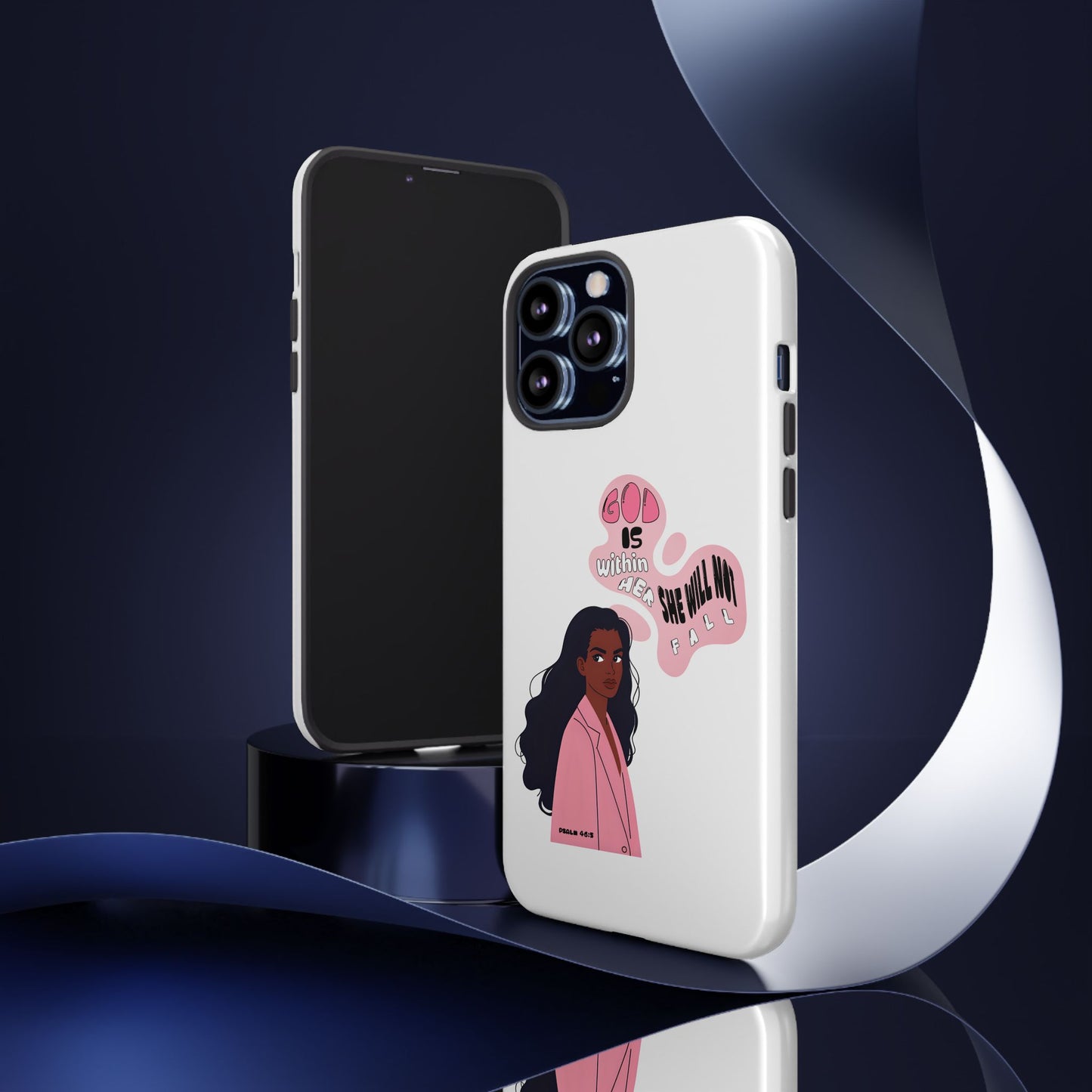 Phone Case — 'God is Within Her, She Will Not Fail' Inspirational Illustrated Case