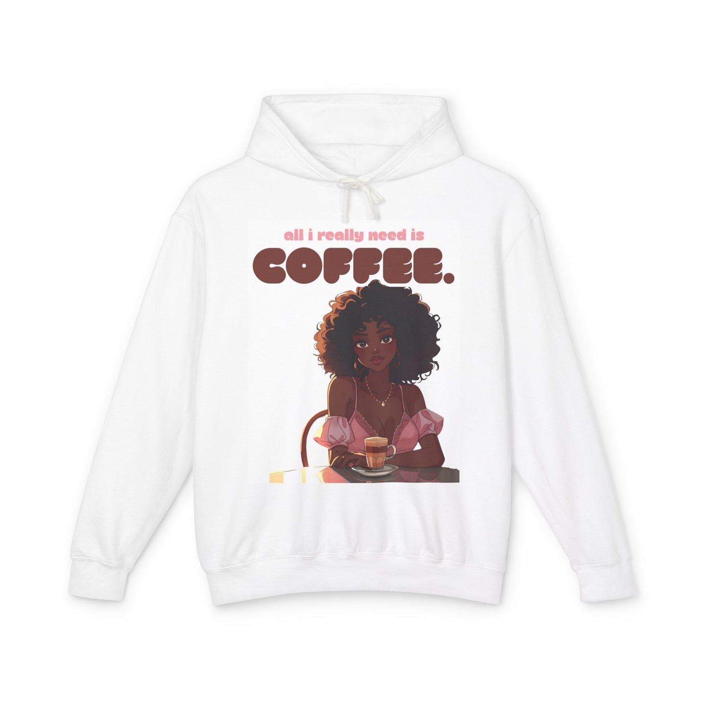 Coffee Queen Hoodie — "All I Really Need Is Coffee" Afro Girl Graphic Hoodie